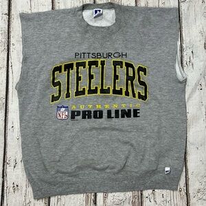 Vintage Pittsburgh Steelers NFL Football Sports 1980s Gray Pullover Sweatshirt